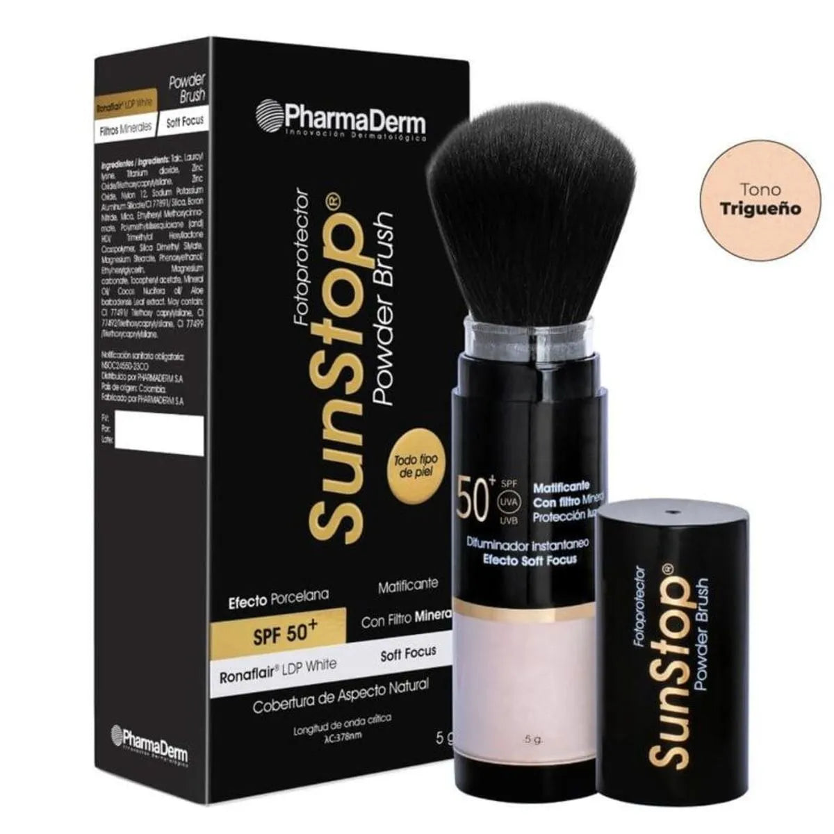 Sunstop Powder Brush Trigueño Spf 50+ X 5 Gr Pharmaderm