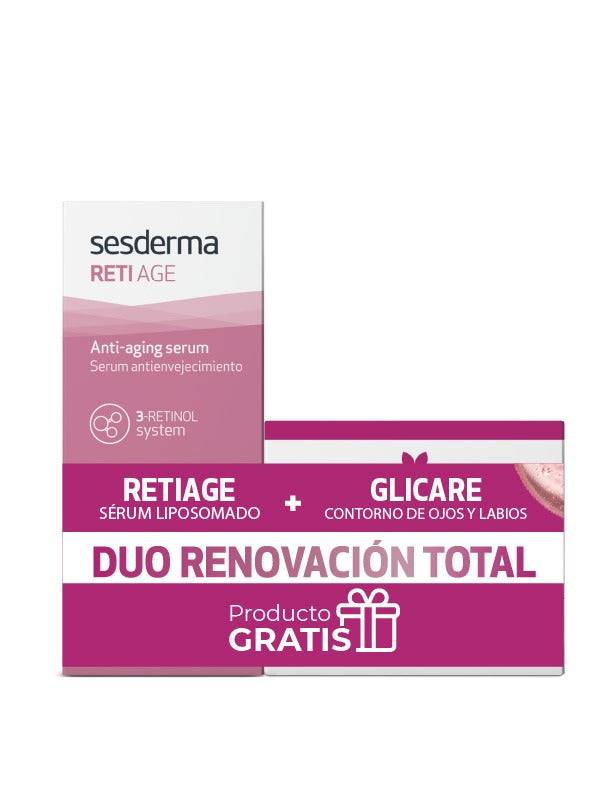 DUO RENOVACION TOTAL: RETI-AGE ANTI-AGING SERUM + GLICARE CONTORNO DE OJOS Y LABIOS