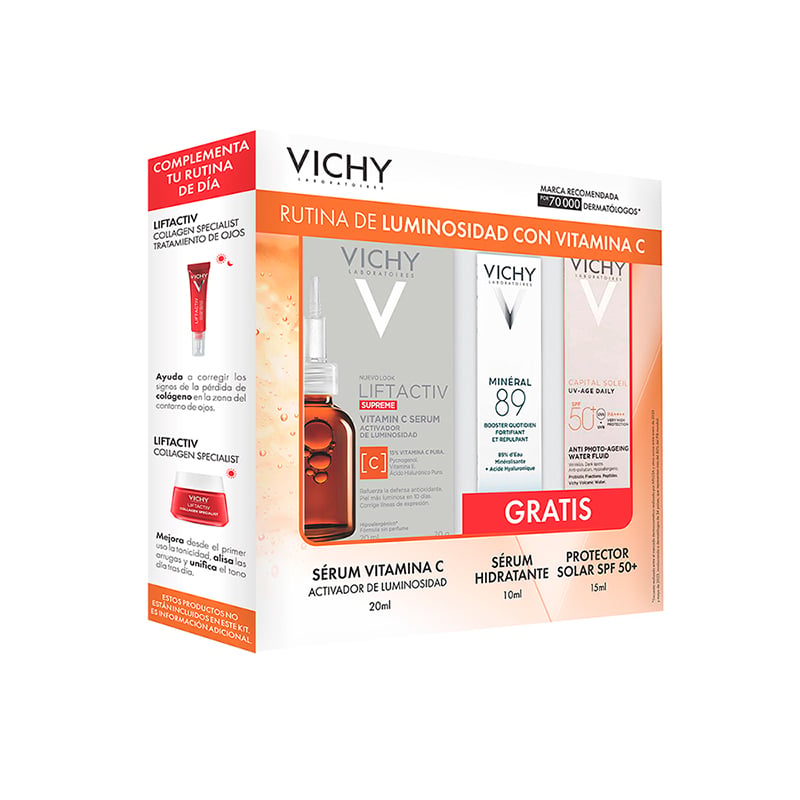 Kit Vichy Vitamina C X20Ml + Mineral 89 X10Ml + Capital Soleil UV X15Ml