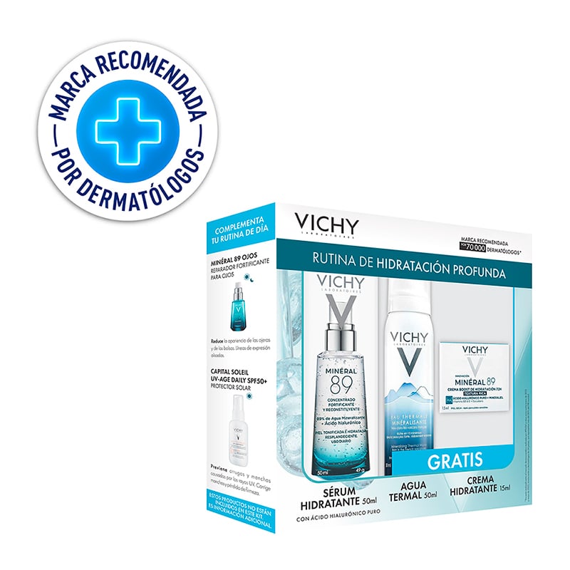 Kit Vichy Mineral 89 Serum X50Ml + Agua Thermal X50Ml + Mineral 89 Crema X15Ml