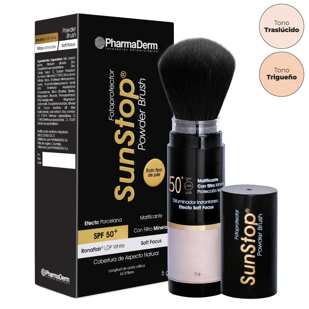 Sunstop Powder Brush Traslucido Spf 50+ X 5 Gr Pharmaderm
